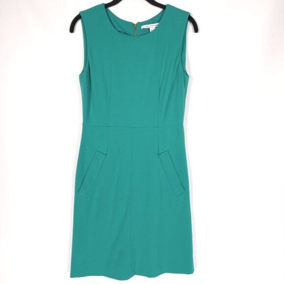 Diane Von Furstenberg Carpreena Mini Dress GREEN Size 6 Full Zipper Sleeveless - Picture 1 of 15